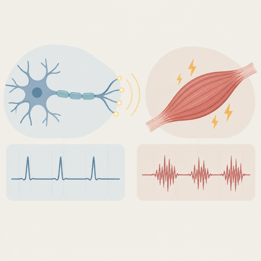 AI 생성 설명 이미지: 남부터미널역 근처병원 장덕 한방병원 | 신경전도검사와 근전도검사, 측정 대상 구분하기