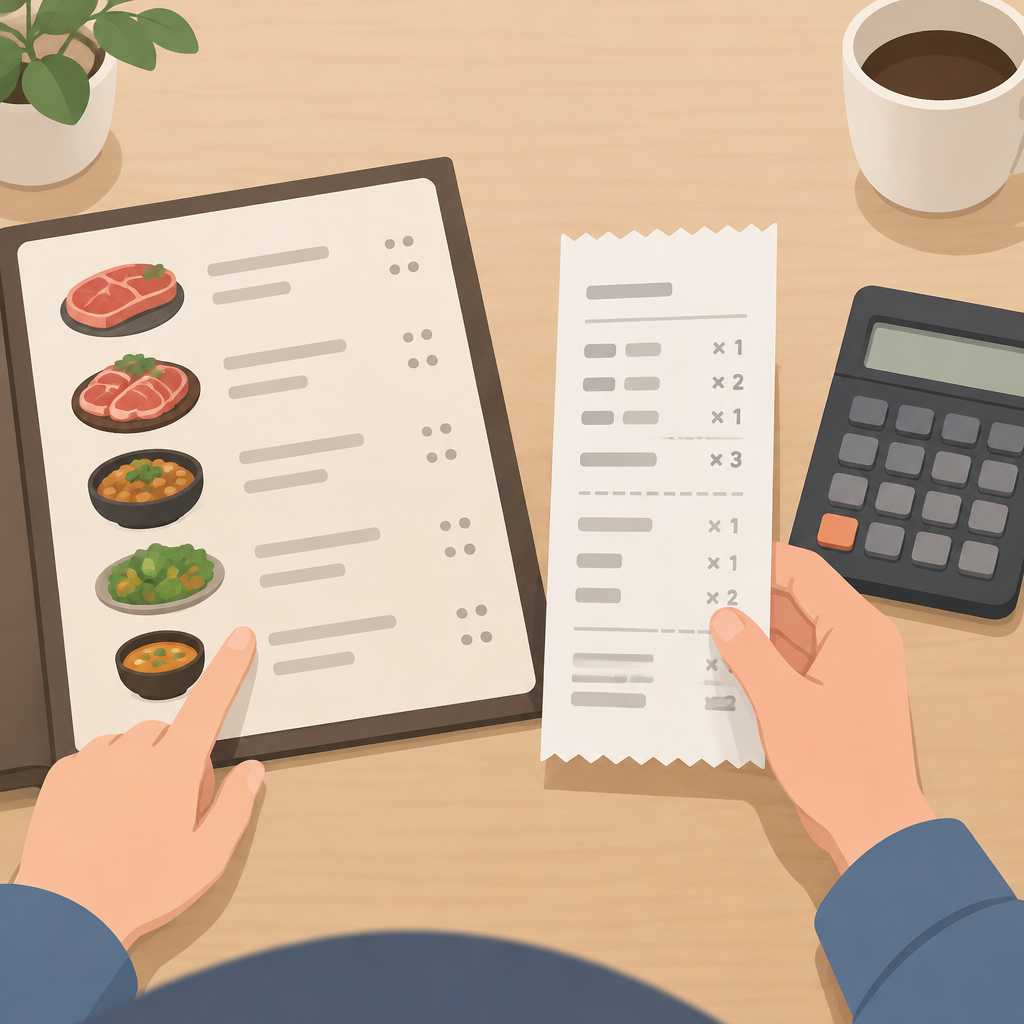 AI 생성 설명 이미지: 안산일동맛집 유니드정육식당 | 수량·중량·추가 주문을 영수증에서 대조하는 법